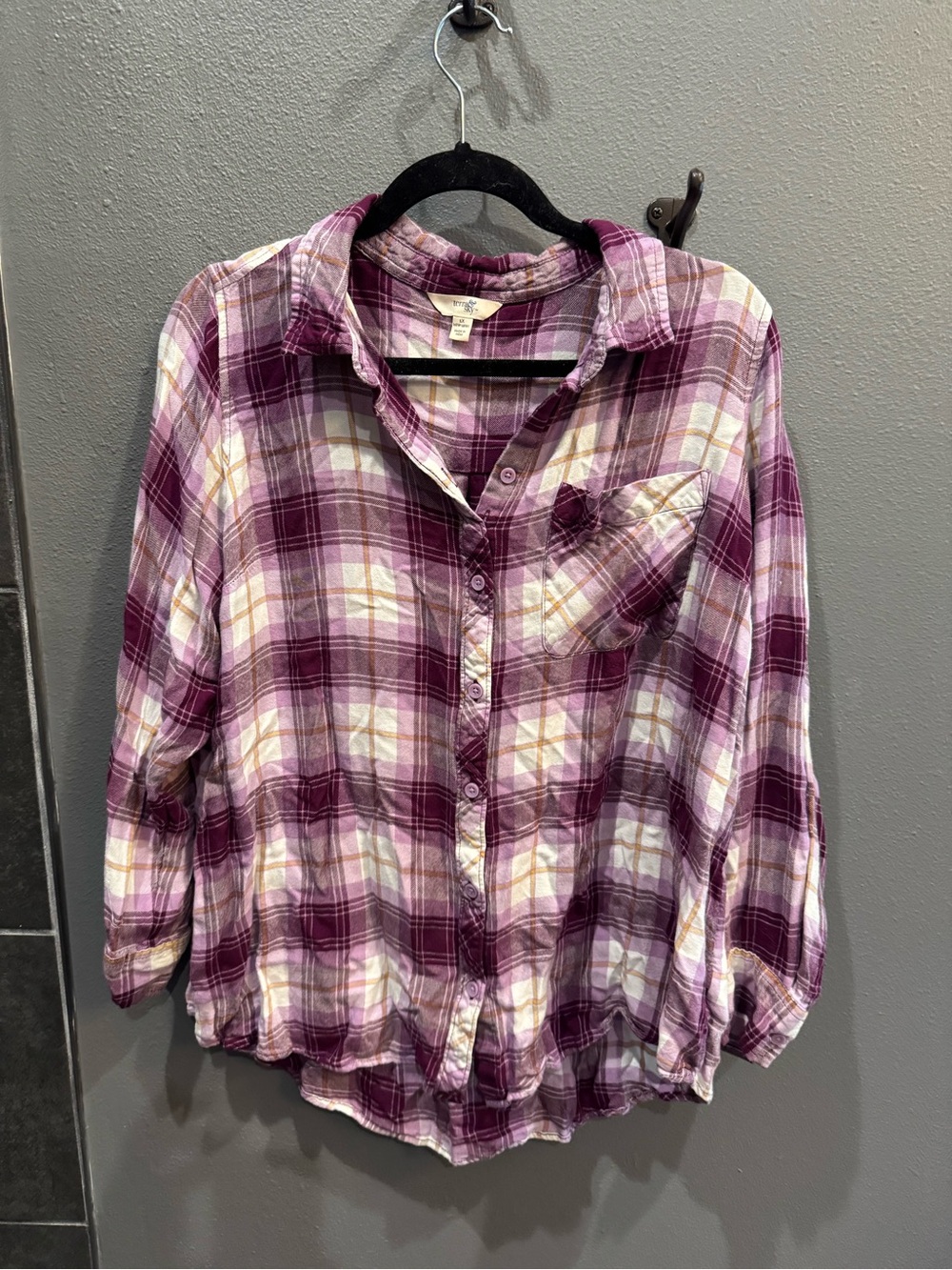 Terra & Sky Lavender and Plum Plaid Shirt